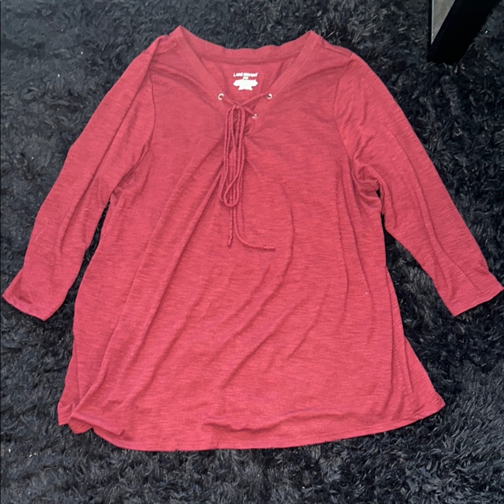 Lane Bryant Pink 3/4 Sleeve Tie Front Tunic